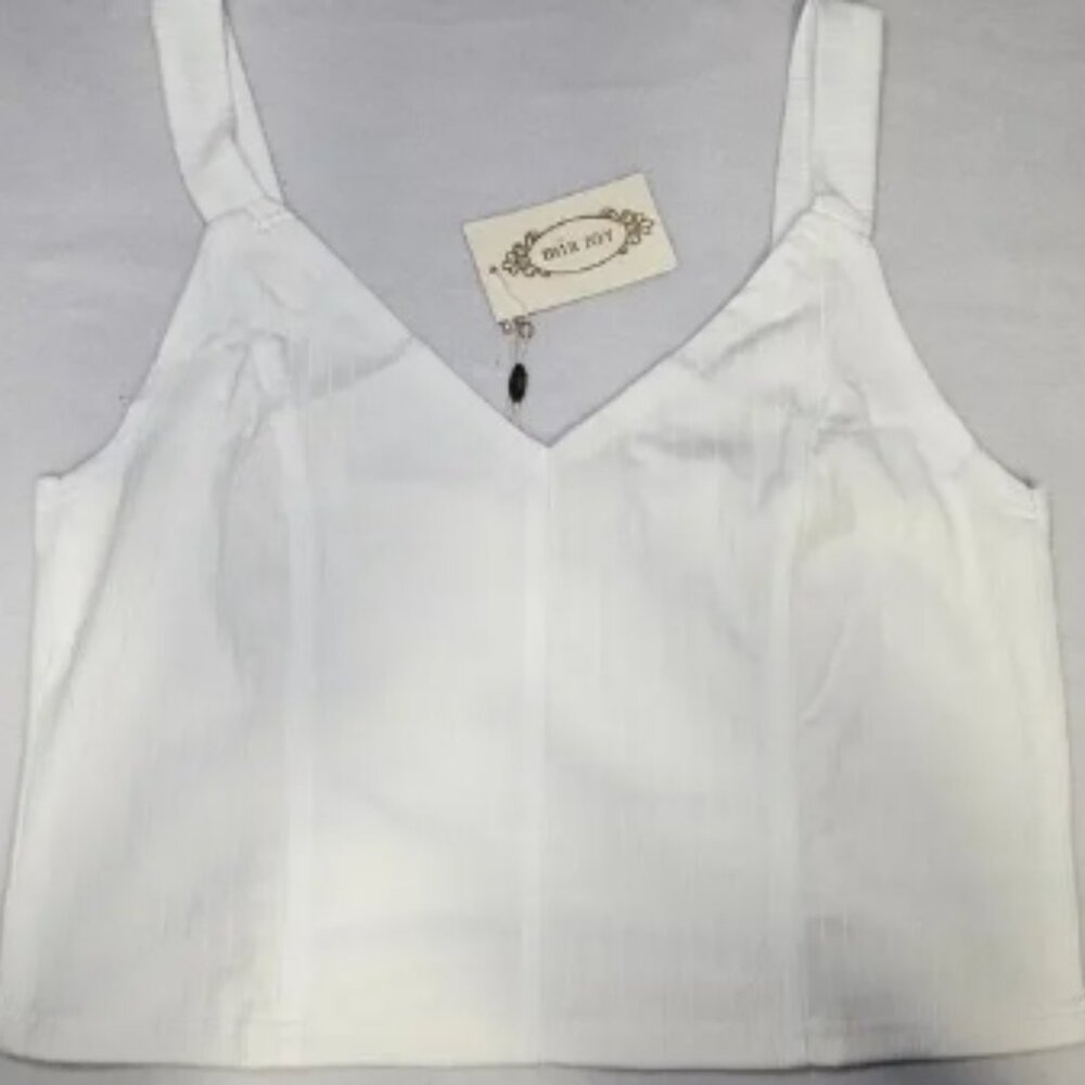 JoyFolie MiaJoy Womens Marcila Skirt Set White Ribbed Cropped Tank Midi Skirt XL